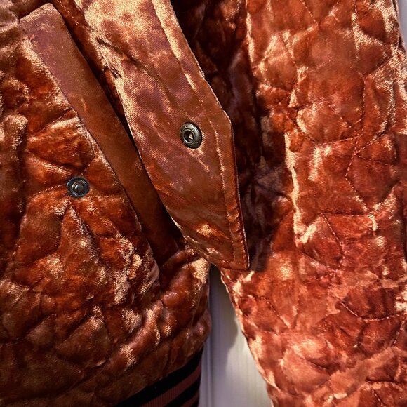 BERNARDO Women's Quilted Velvet Bomber Style Jacket Rust / Orange Size Small - Picture 5 of 9